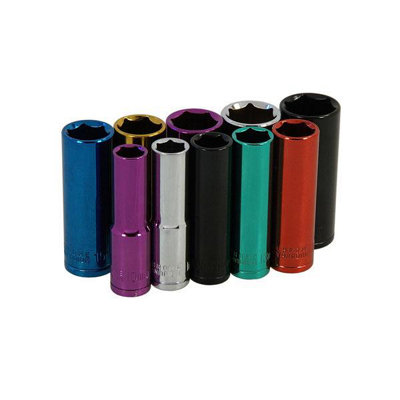 10pc 3/8" Drive Deep Socket Set Coloured  (Neilsen CT0908)
