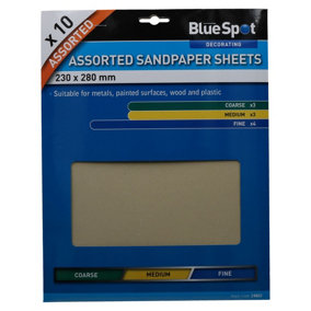 10pc Assorted Sandpaper Sanding Sheets For Metal Wood Plastic Mixed Grit Pack