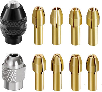 10PC Brass Drill Chuck Collet Set: 1/32