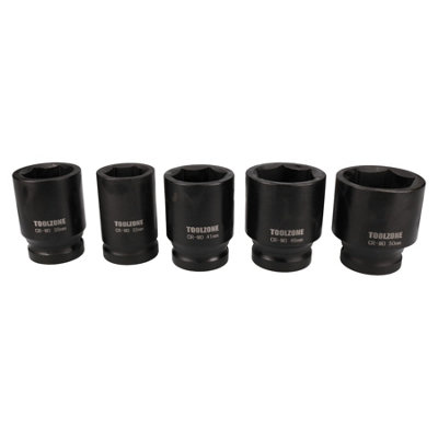 10pc Deep Hex Impact Socket Set Metric 1" dr Sockets 22mm to 50mm 6 Sided