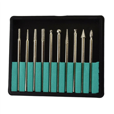 10pc Diamond Burr Engraver Engraving Set Rotary Tool 150 grit 2.35mm Shank