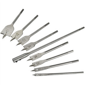 10pc Flat Wood Spade Drill Hex Shank With Extension Bar 6-32mm
