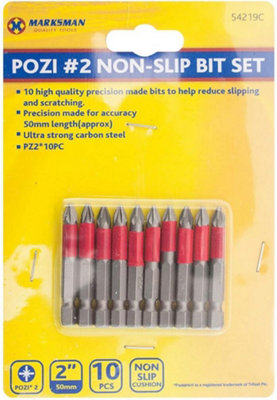 10Pc Power Drill Screwdriver Bit Set Long Reach Non Slip Steel Pozi Pz2 50Mm