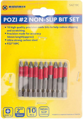 10Pc Power Drill Screwdriver Bit Set Long Reach Non Slip Steel Pozi Pz2 50Mm