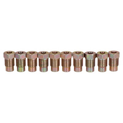 10pc Steel Male Brake Pipe Union Long Fittings 10mm x 1.25mm for 3/16" Brakes