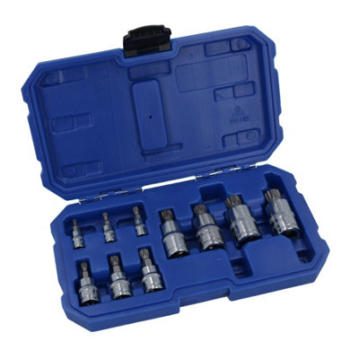 10pc Triple Square Spline Tamperproof Shallow Sockets 1/4 3/8 + 1/2in M4 - M18
