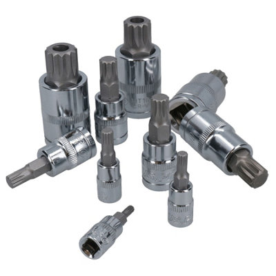10pc Triple Square Spline Tamperproof Shallow Sockets 1/4 3/8 + 1/2in M4 - M18