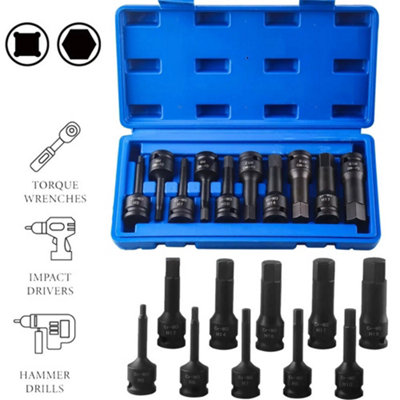 10pcs 1/2" Drive IMPACT HEX BIT Socket Set Impact Allen Keys Hex H5 H7 ...
