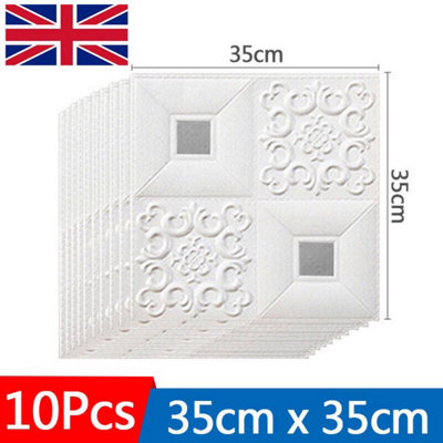 10Pcs 3D Tile Brick Wall Sticker Soft Self-adhesive Waterproof Foam ...