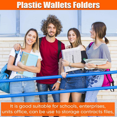 10Pcs A4 Plastic Wallets, Clear Document Folder, Waterproof & Tear ...