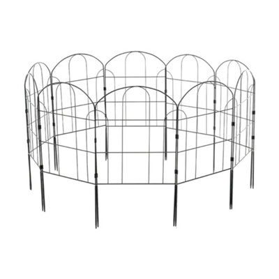 10Pcs Arched Top Metal Picket Fences Garden Lawn Edging Plant Edge Border - 3