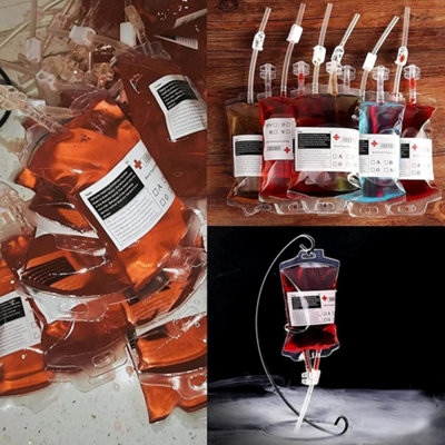 10 Stück Wiederverwendbare Blutbeutel Für Halloween-Partys – Grusel- Getränkebeutel Mit Etiketten, Clips & Trichter, Inklusive Zubehör