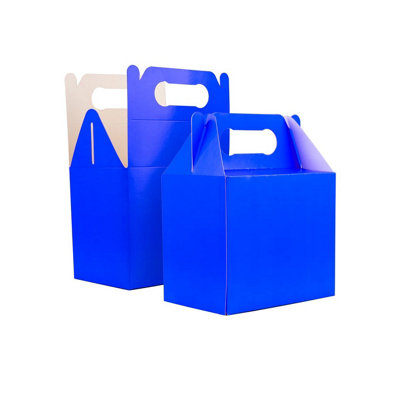 10Pcs Blue Colour Cardboard Lunch Takeaway Birthday Wedding Carry Meal Food Cake Party Box Childrens Loot Bags