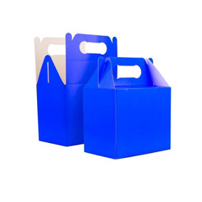 10Pcs Blue Colour Cardboard Lunch Takeaway Birthday Wedding Carry Meal Food Cake Party Box Childrens Loot Bags