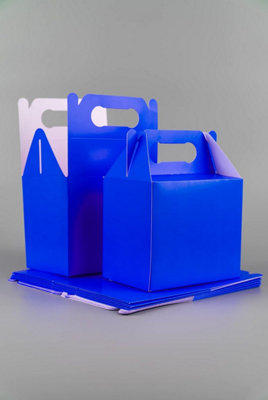 10Pcs Blue Colour Cardboard Lunch Takeaway Birthday Wedding Carry Meal Food Cake Party Box Childrens Loot Bags - 4