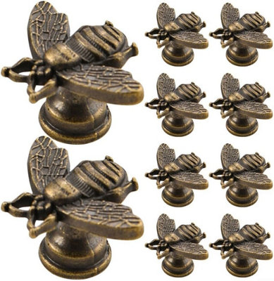 10Pcs Cabinet Knobs Vintage G Cabinet Knobs Metal Bee Shape Knobs Pull  Handle Antique Dresser Knobs
