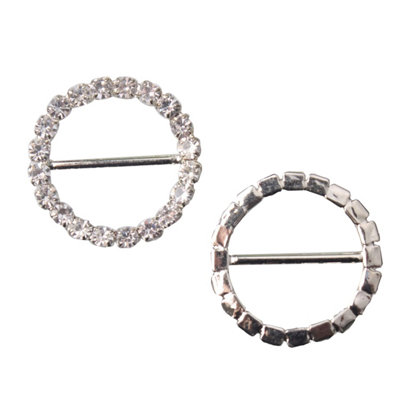 10pcs Diamante Buckle, Round Crystal Slider Buckle, 25mm