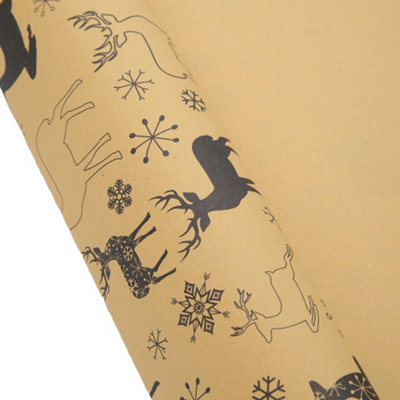 10pcs Elk Pattern Christmas Rustic Kraft Wrapping Paper Sheets 76cm L x 50cm W