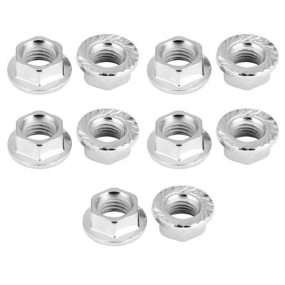 10PCS Fine Thread Hex Flange Nuts with Pads-Fasteners Set
