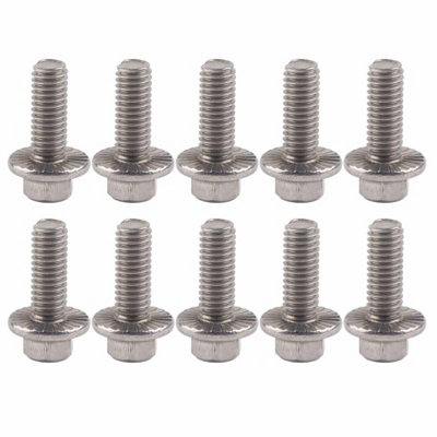10pcs M6 Stainless Steel SS304 Hex Flange Screws Cap Washer Head Bolts Fastener