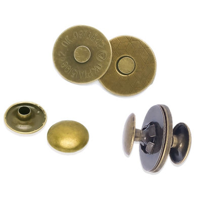 10pcs Magnetic Clasp Snap Button Double Rivet Closures for Clothing, Purses, Jacket, Bronze, 18mm