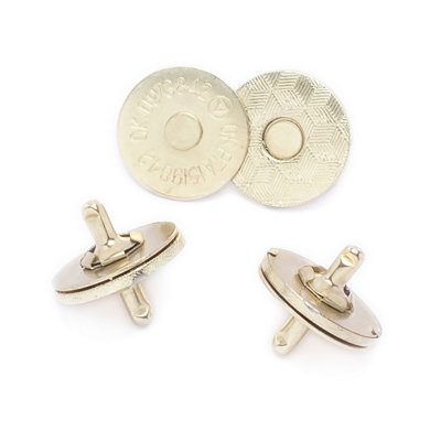 10pcs Magnetic Clasp Snap Button Double Rivet Closures for Clothing, Purses, Jacket, Gold, 18mm