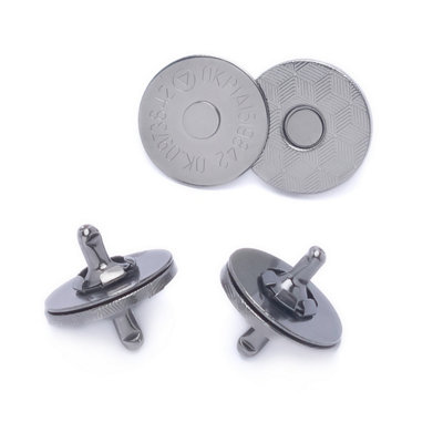 10pcs Magnetic Clasp Snap Button Double Rivet Closures for Clothing, Purses, Jacket, Gunmetal Black, 14mm