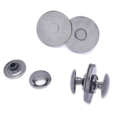 10pcs Magnetic Clasp Snap Button Double Rivet Closures for Clothing, Purses, Jacket, Gunmetal Black, 18mm