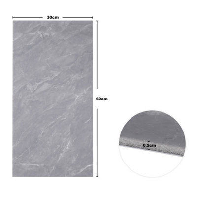 10PCS Marble Tile Stickers for Kitchen Bathroom Backsplash PVC Waterproof Oil Proof DIY Self Adhesive 60x30cm(Dark Grey) - 6