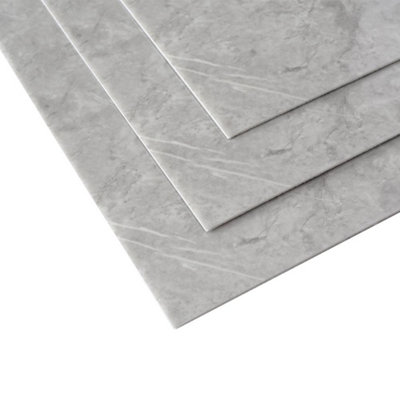 10PCS Marble Tile Stickers for Kitchen Bathroom Backsplash PVC Waterproof Oil Proof DIY Self Adhesive 60x30cm(Grey) - 6