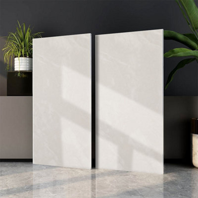 10PCS Marble Tile Stickers for Kitchen Bathroom Backsplash PVC Waterproof Oil Proof DIY Self Adhesive 60x30cm(Off-White)