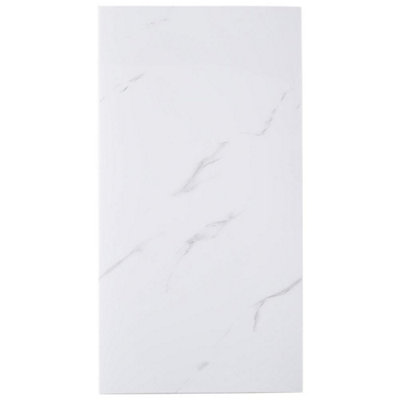 10PCS Marble Tile Stickers for Kitchen Bathroom Backsplash PVC Waterproof Oil Proof DIY Self Adhesive 60x30cm(White)