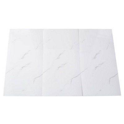 10PCS Marble Tile Stickers for Kitchen Bathroom Backsplash PVC Waterproof Oil Proof DIY Self Adhesive 60x30cm(White) - 3
