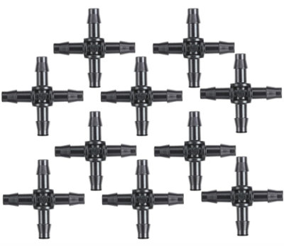 10pcs. Micro Cross Connector 4.5mm Barb - Micro Irrigation Fitting ...