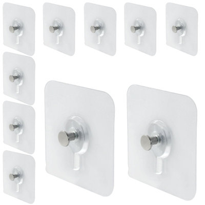 10Pcs Nailless Wall Hanger,5.5x5.5cm Adhesive Picture Hook Holds 11 Lb Per Hook,Sticks To Wood Ceramic,No Drill Or Nail Needed