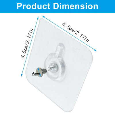 10Pcs Nailless Wall Hanger,5.5x5.5cm Adhesive Picture Hook Holds 11 Lb Per Hook,Sticks To Wood Ceramic,No Drill Or Nail Needed