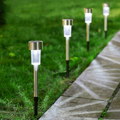 10Pcs Outdoor Stainless Steel Solar-Powered Pathway Lights Ground lights