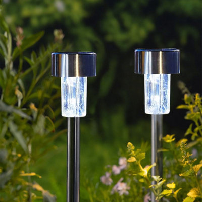 10Pcs Outdoor Stainless Steel Solar-Powered Pathway Lights