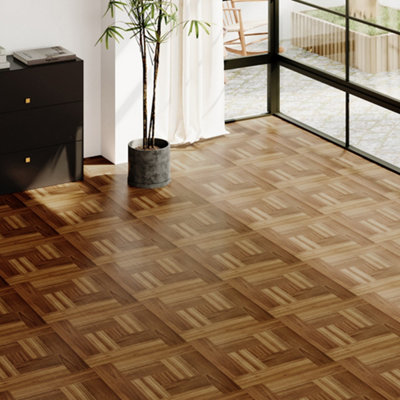 10Pcs Peel and Stick PVC Parquet Flooring Tiles Set
