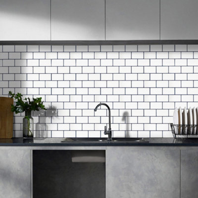10Pcs Peel and Stick Waterproof Decorative Backsplash Self-Adhesive Wall Tiles for Kitchen and Bathroom (1.2mm T)