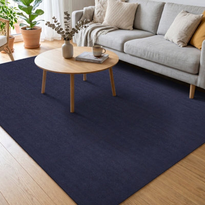 10pcs Polyester No Residue Self-Adhesive Carpet Tiles Dark Blue 60cm x 60cm