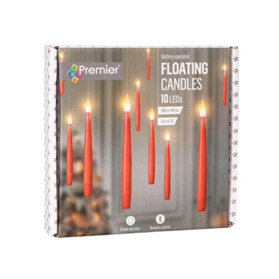 Flameless Candle Fairy Lights – 5 Red Wax LED Candles With Remote & Timer, Water Drop Flame Effect