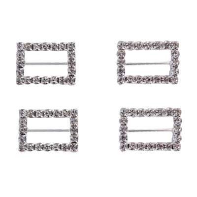 10pcs Rectangle Diamante Buckle, Crystal Slider Buckle, 15mm x 14.5mm