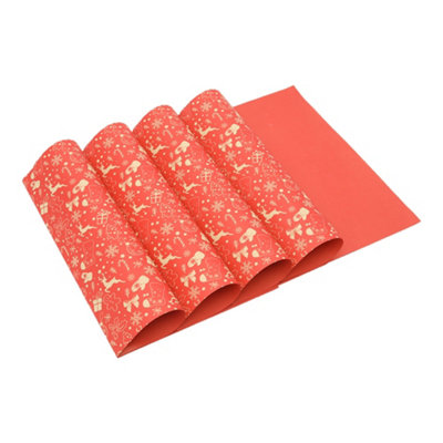 10pcs Reindeer Christmas Kraft Wrapping Paper Red 70cm L x 50cm W - 3