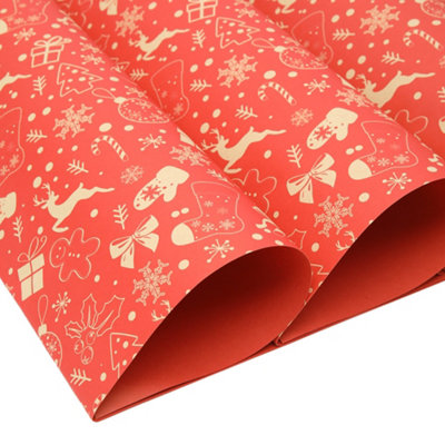 10pcs Reindeer Christmas Kraft Wrapping Paper Red 70cm L x 50cm W - 4