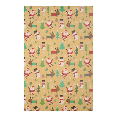 10pcs Santa Claus Pattern Christmas Rustic Kraft Wrapping Paper Sheets 76cm L x 50cm W