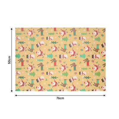 10pcs Santa Claus Pattern Christmas Rustic Kraft Wrapping Paper Sheets 76cm L x 50cm W - 5
