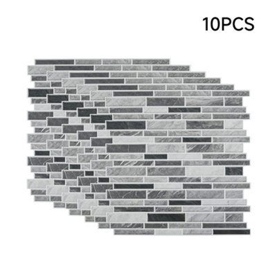 10Pcs Self-Adhesive Wall Tile Stickers with Marble Effect