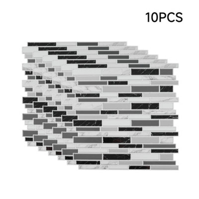 10Pcs Self-Adhesive Wall Tile Stickers with Marble Effect
