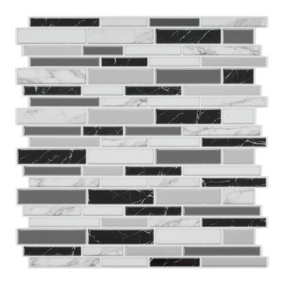 10Pcs Self-Adhesive Wall Tile Stickers with Marble Effect